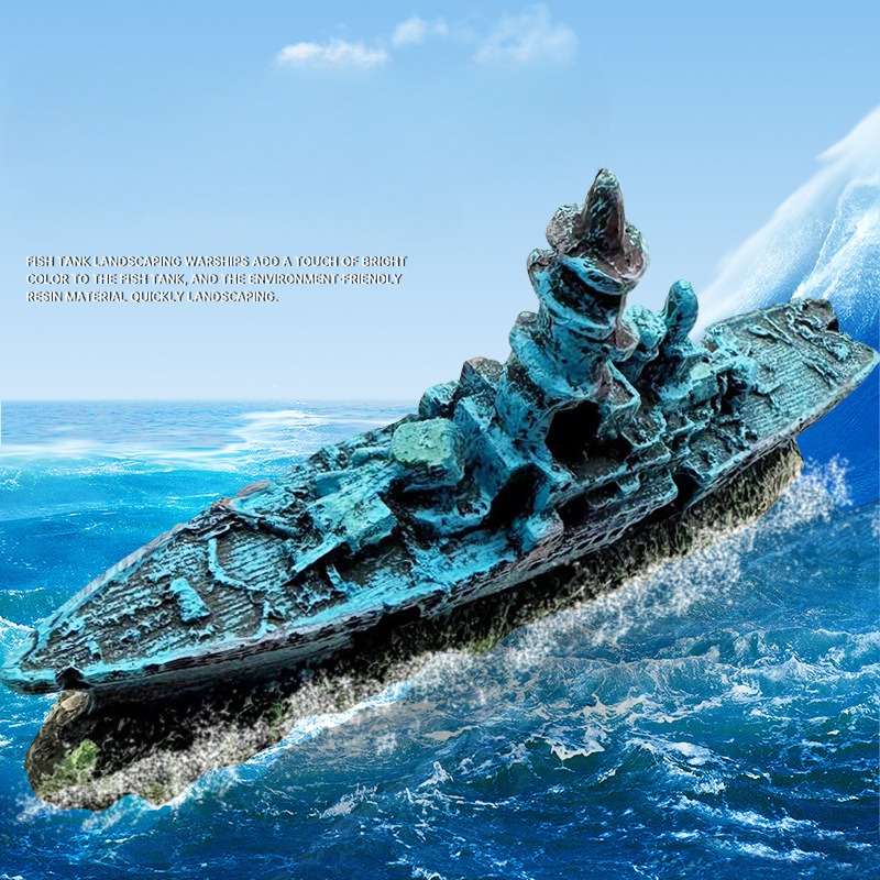 Resin Damaged Navy War Boat Sh - Aquarium Marina recension och pris