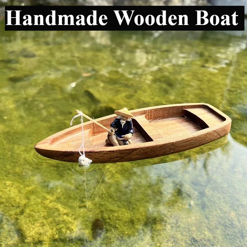 Handmade Wooden Boat Mini Floa - Aquarium Marina recension och pris