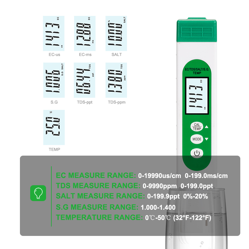 5 in 1 TDS EC SALT S.G TEMP Wa - Marine Aquarium Water Testing recension och pris